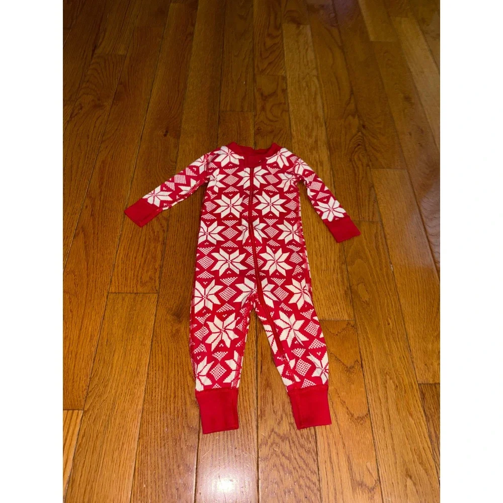 Hanna Andersson Red Nordic Snowflake Organic Cotton Sleeper 6-12 Months 70cm